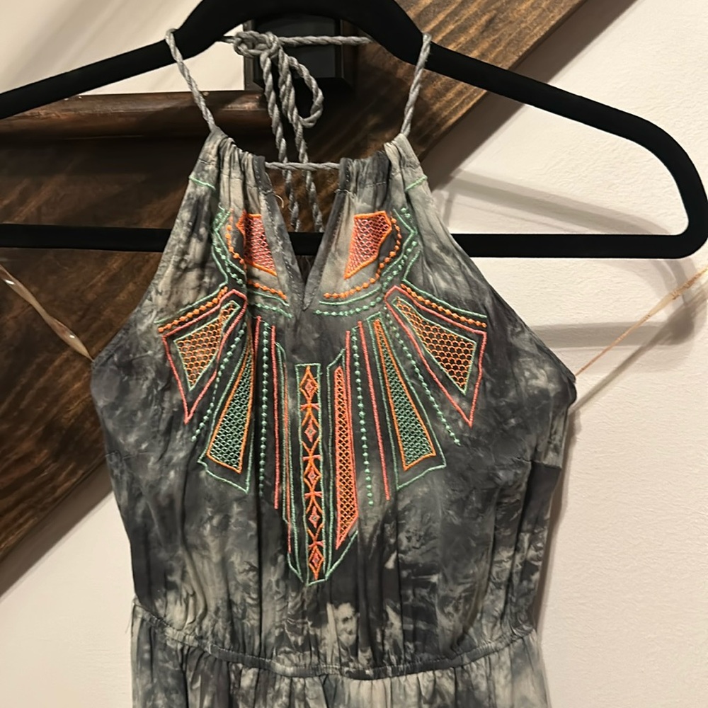 Grey Tie Dye Halter Maxi Dress